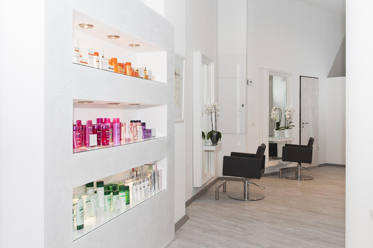 Modern hair salon with styling chairs and natural light